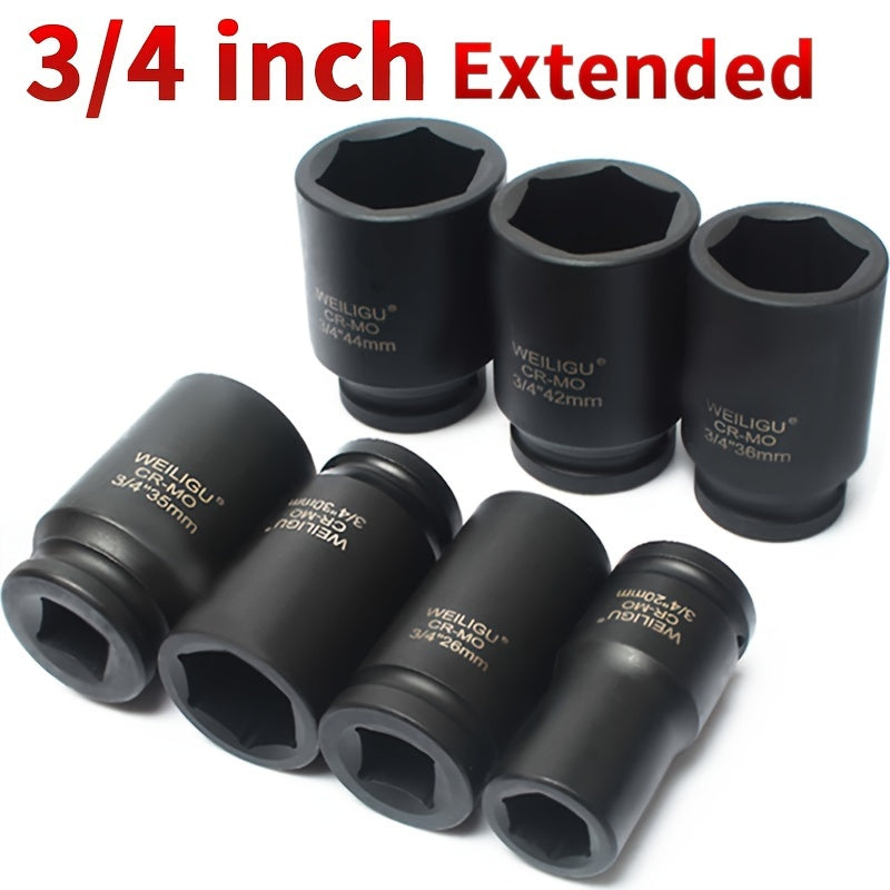 Тяжелая пневматическая головка-ключ 3/4 дюйма, средняя длина, хром-ванадий