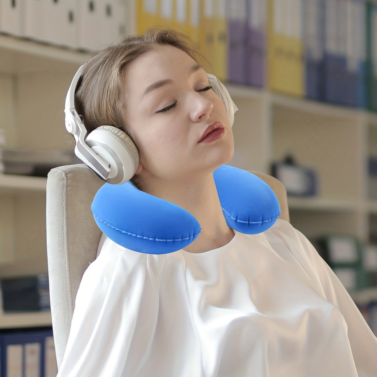 Inflatable U-Shaped Neck Pillow for Travel Camping and Airplane Comfort