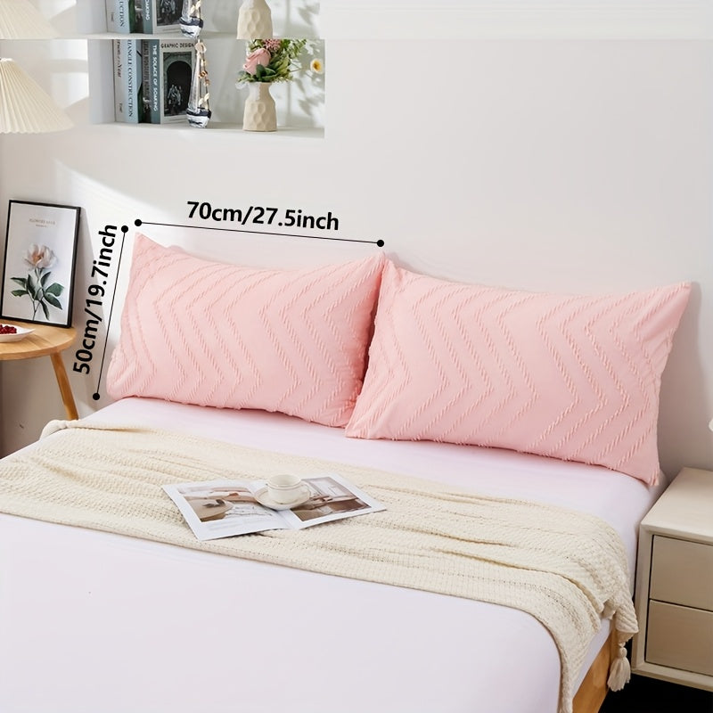 Set Of 2 Polyester Pillowcases 50x70cm Bubble Gauze Cutwork Skin-Friendly