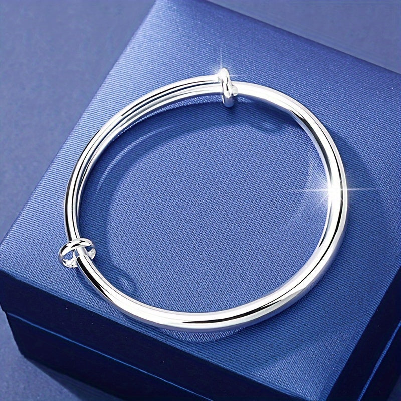 Pulsera de plata de ley para mujer con diseño redondo ajustable estilo coreano