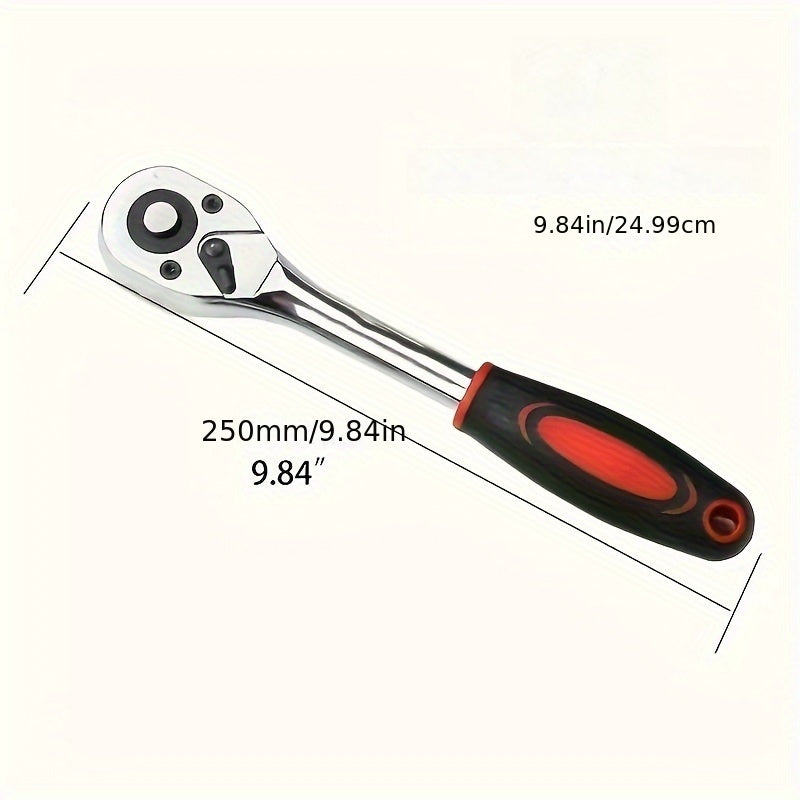 Adjustable Steel 1/2 Inch Drive Ratchet Wrench with Quick-Release and Round Head