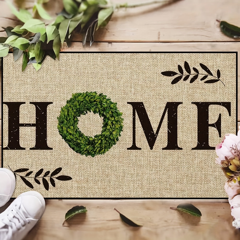 Charming Leaf Welcome Door Mat Non-Slip Indoor Outdoor Floral Rug