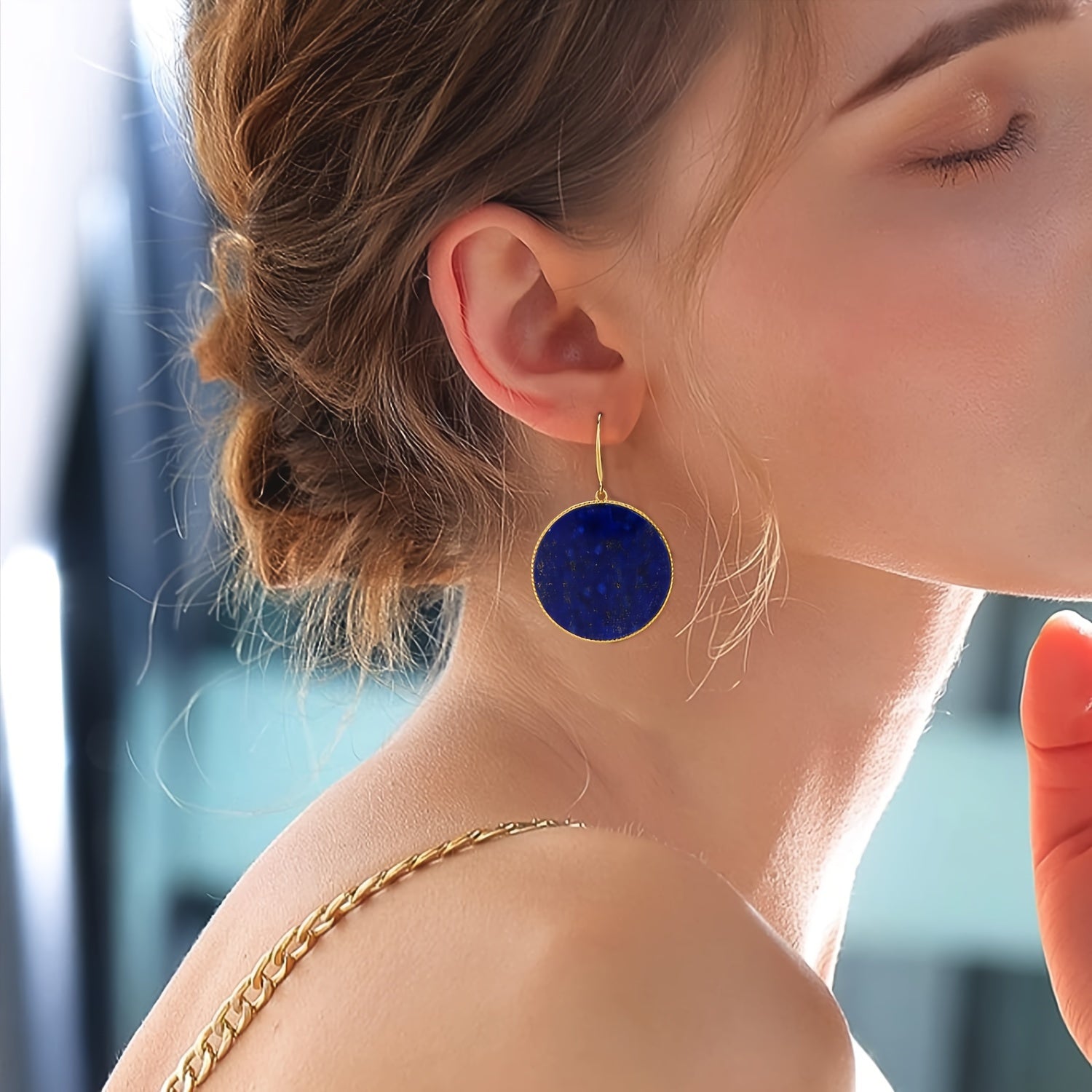 Pendientes largos de estilo bohemio con lapislázuli para mujer, joyería para fiesta y noche