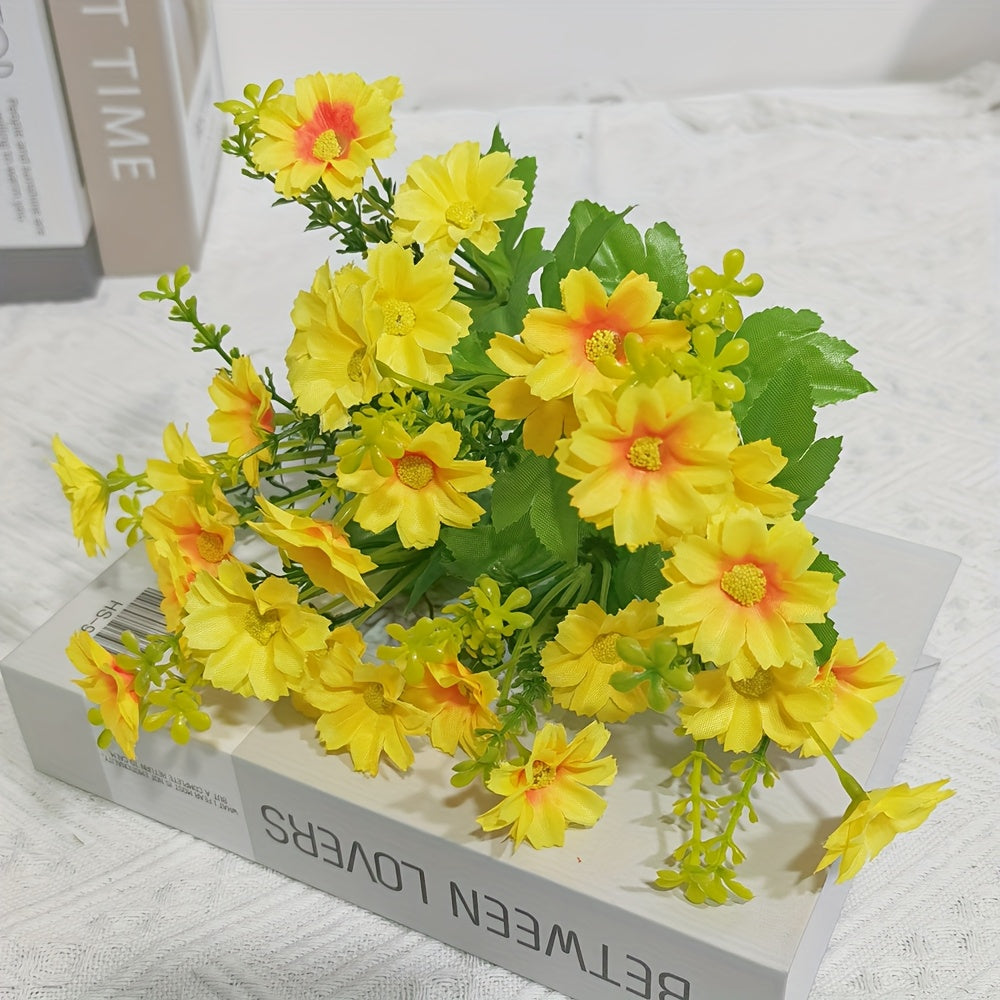 Artificial Daisy Bouquet with Faux Wild Chrysanthemums for Indoor Outdoor Decor