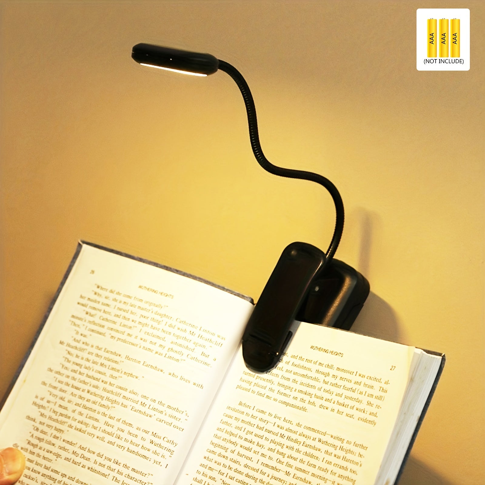 Portable Clip Reading Lamp with Adjustable Arm Battery Operated for Night Reading Desk Use
