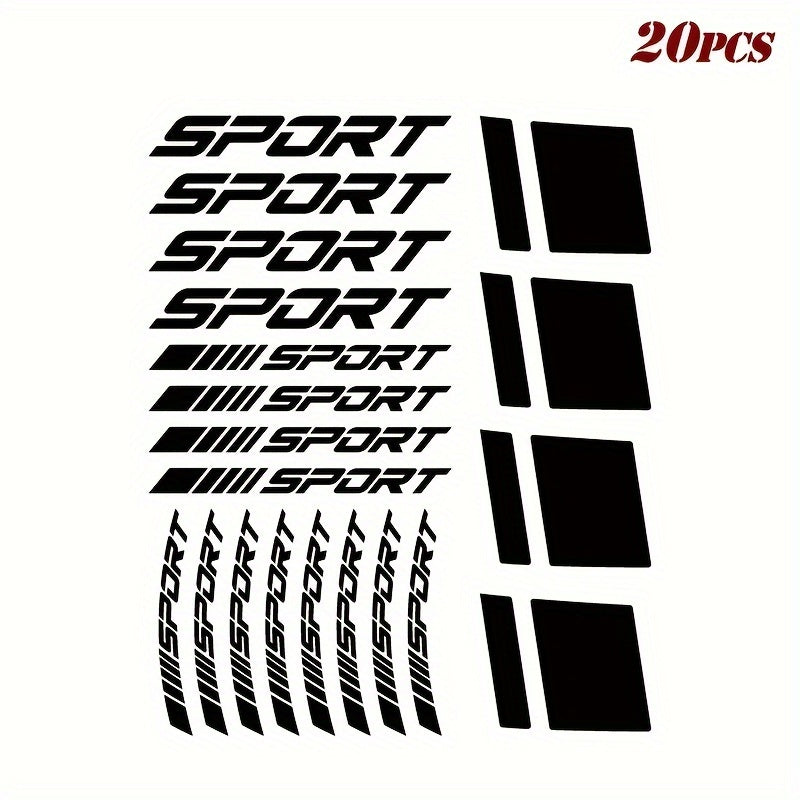 20 шт. отражающих виниловых наклеек на ободья спортивные геометрические наклейки черные и красные