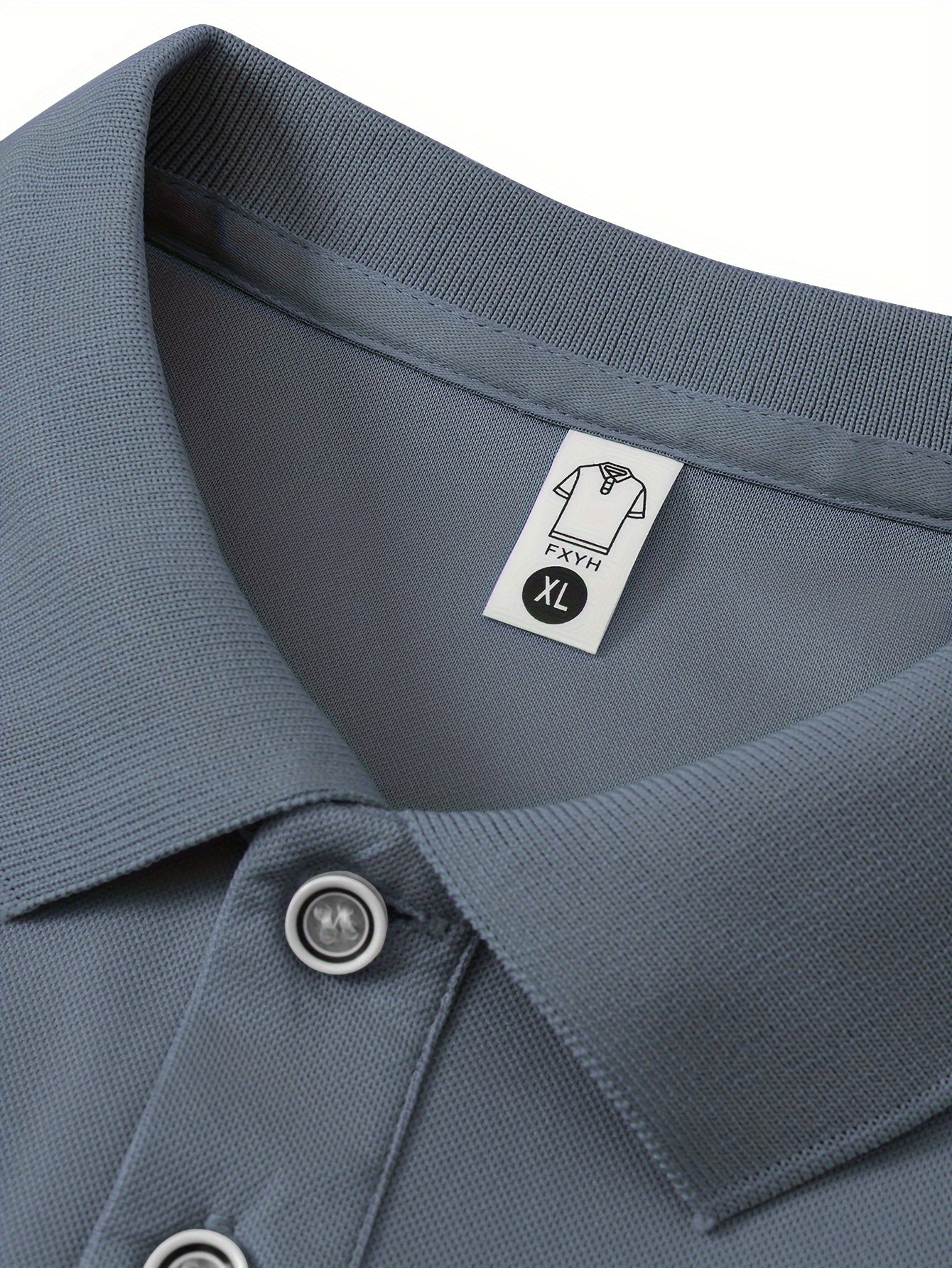 Men's Blue Summer Shirt Polyester Casual Short Sleeve Button-Up