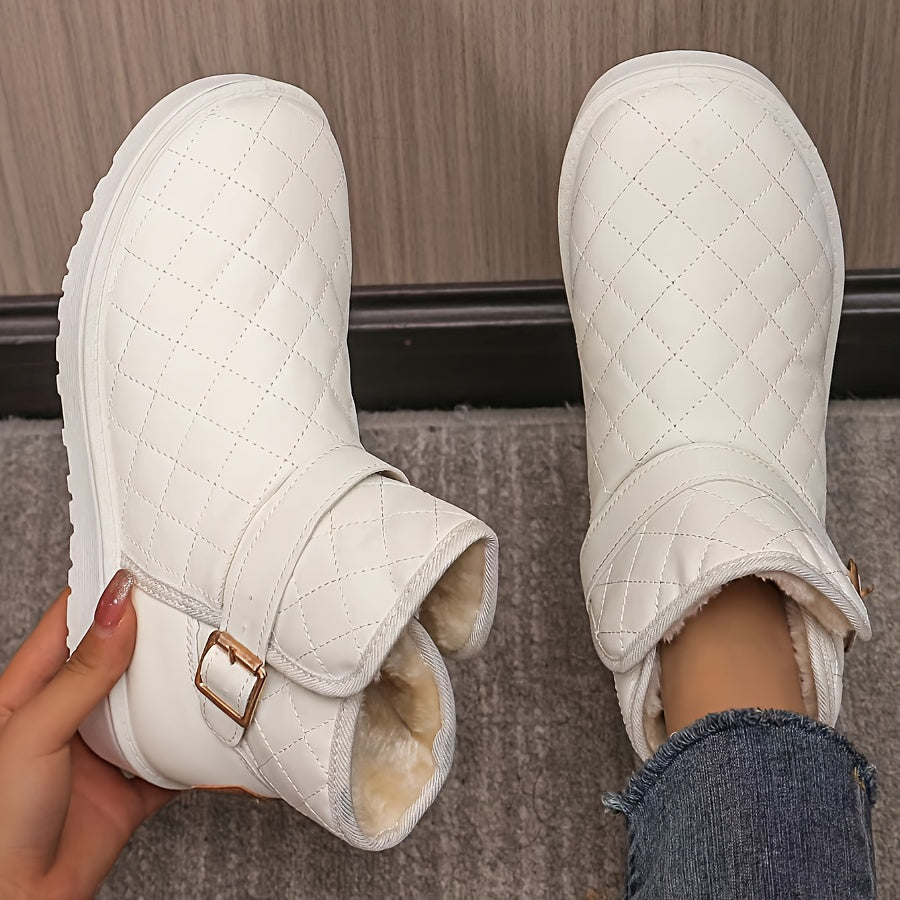 Women's Quilted Fleece-Lined Winter Snow Boots with Non-Slip Sole