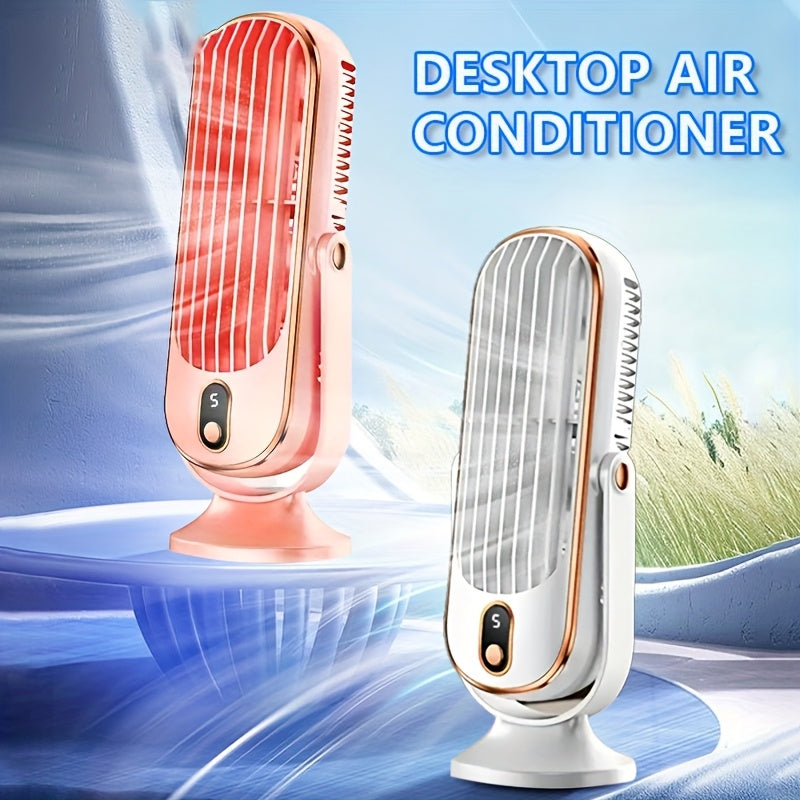 USB-Powered Desktop Fan with 1200mAh Battery, Digital Display, 5-Speed Control for Office Travel Camping