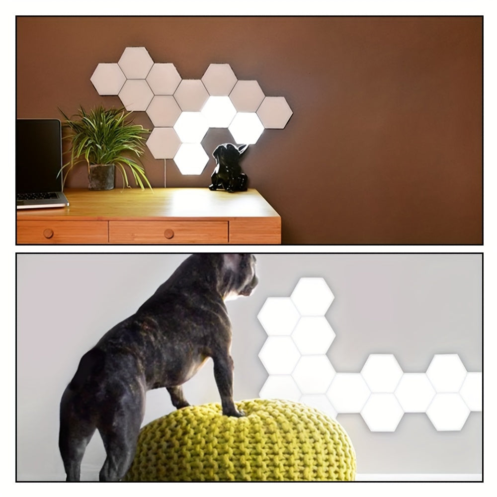 6-Pack Hexagonal LED Wall Lights Touch Control Night Light Energy-Efficient Neutral White