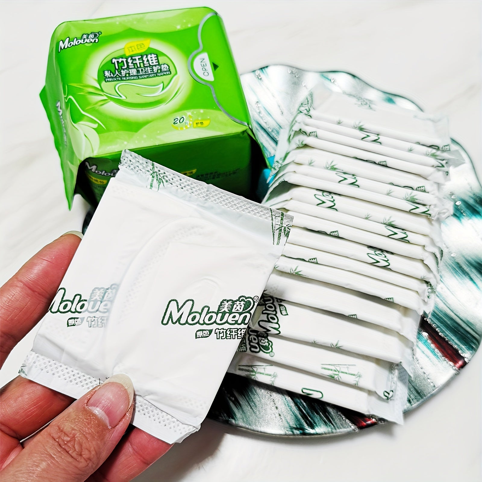 6 dona bambuk tolasi, aromatsiz, ultra yupqa ayollar uchun menstrual gigiena padlari