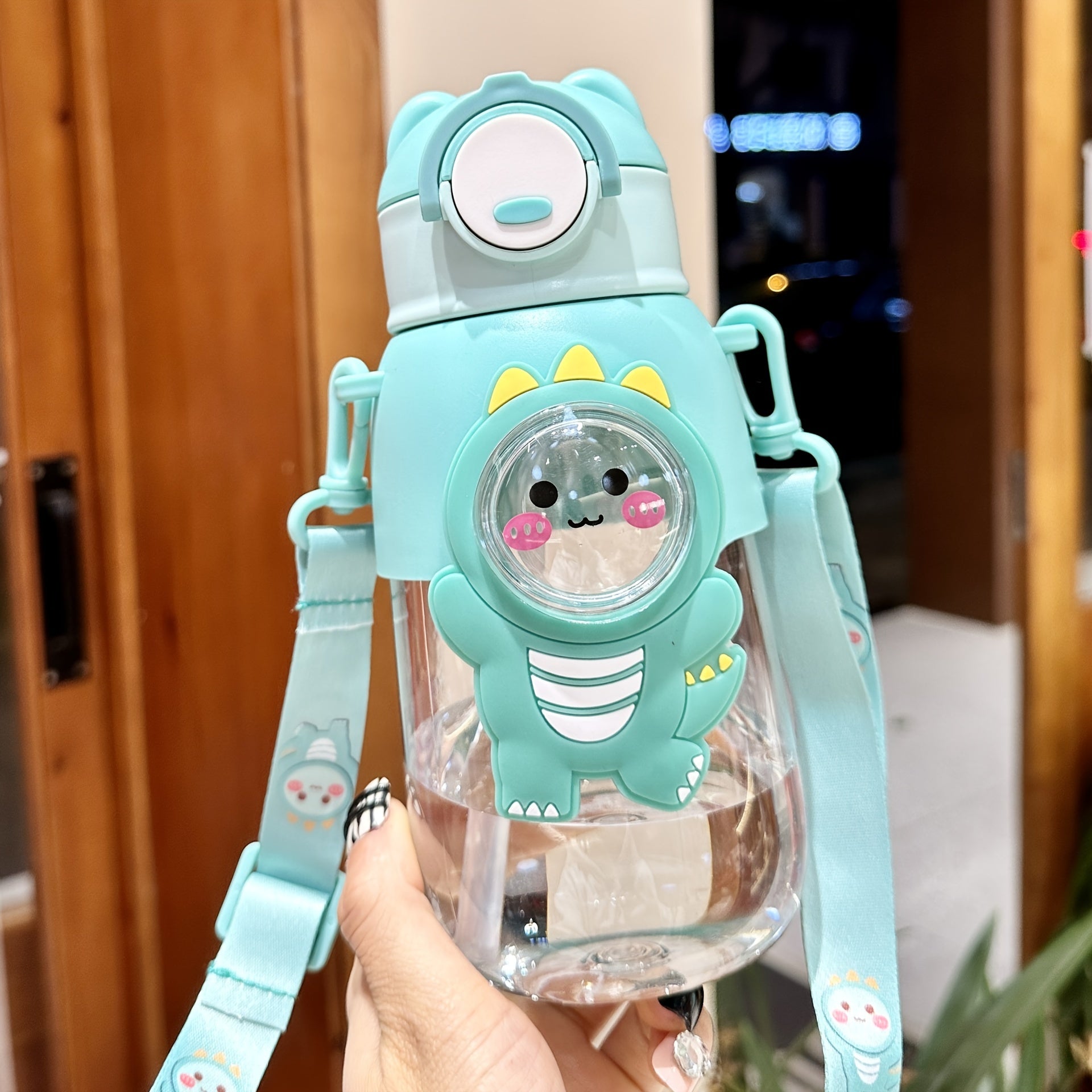 Cute Cartoon Water Bottle Leak Proof Flip Top PVC Free PC Material for Outdoor Travel Fitness