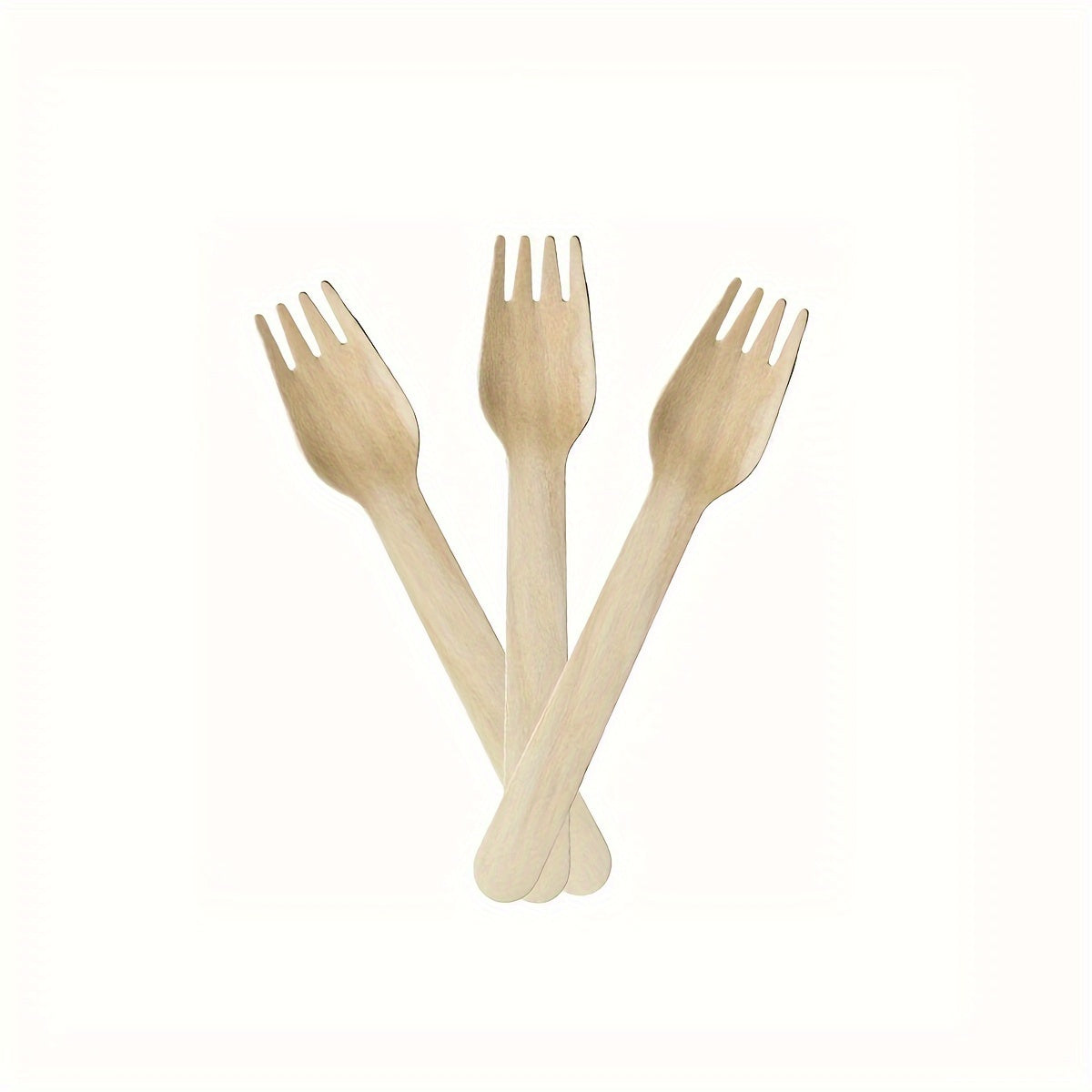 Set of 100 Birch Wood Disposable Cutlery Forks for Ice Cream, Fruit, Dessert