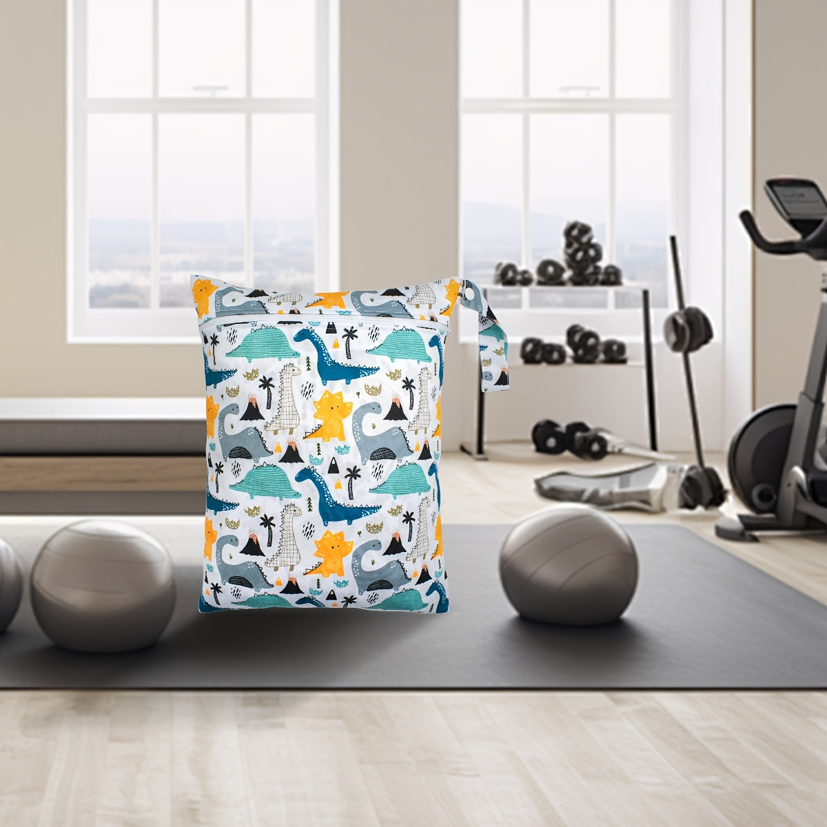 Set of 3 Elephant Print Waterproof Travel Pouches for Diapers, Yoga, Sports