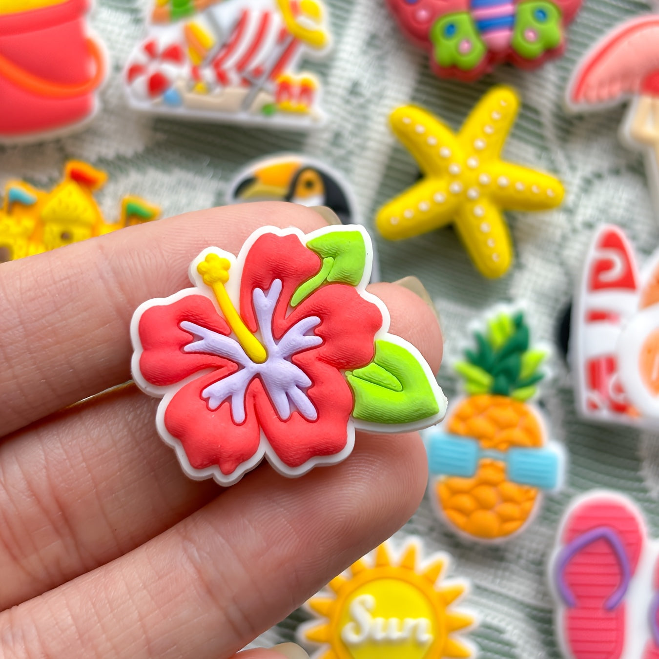 48 Pcs Warm Hawaiian PVC Shoe Charms Beach Summer Party Decorations