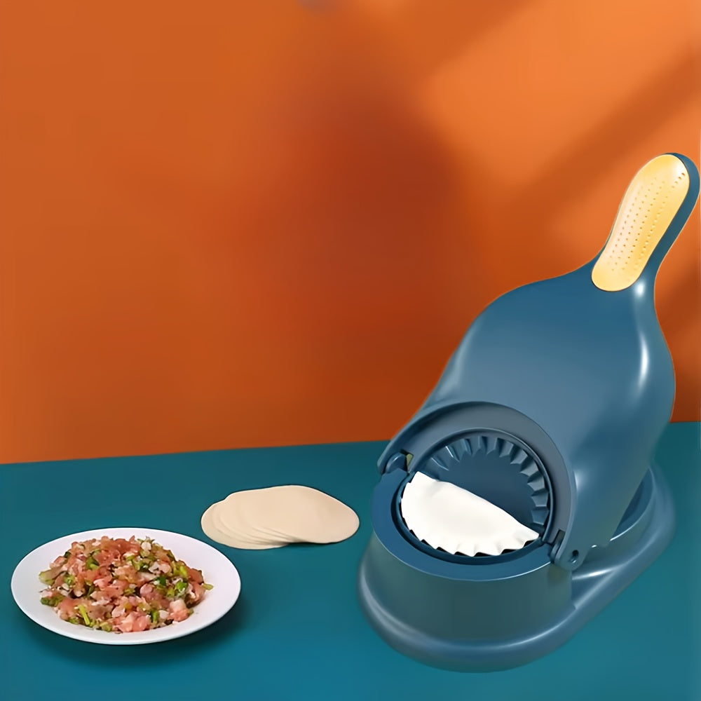 2-in-1 Dumpling and Tortilla Maker with Interchangeable Molds Blue and Yellow