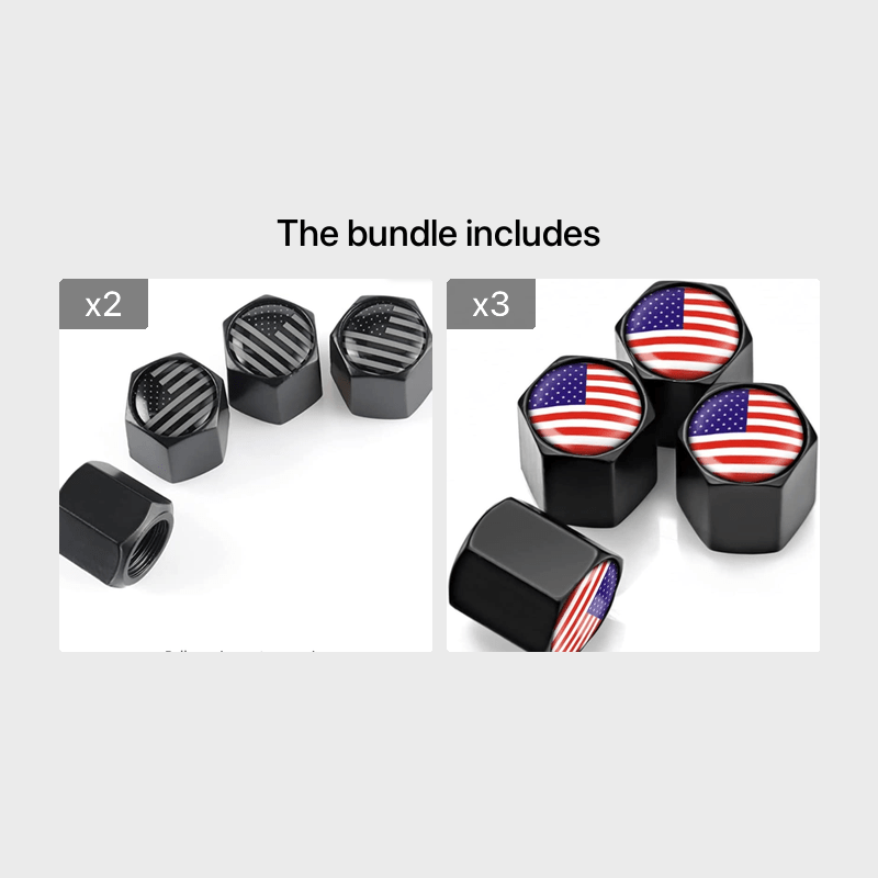 4 Pack American Flag Tire Valve Stem Caps Metal Anti-Rust for Cars Bikes Trucks