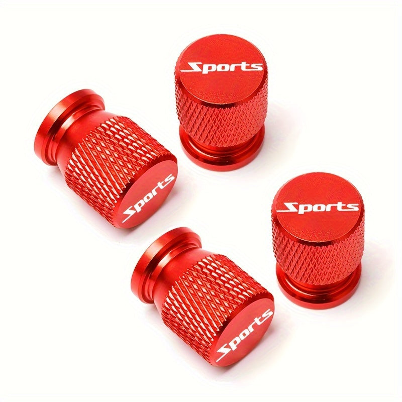 Set of 4 Aluminum Gold Tire Valve Caps Leak-proof Corrosion-resistant for Cars Bikes