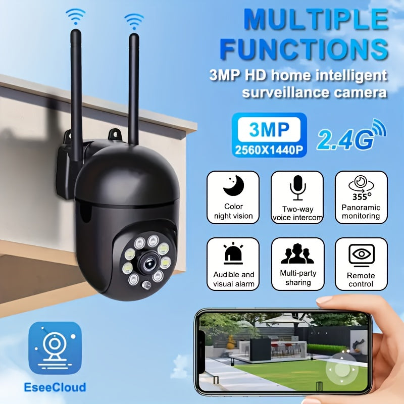 1080P Wi-Fi Smart Home Security Camera with Color Night Vision Motion Detection 360° Panoramic Two-Way Audio