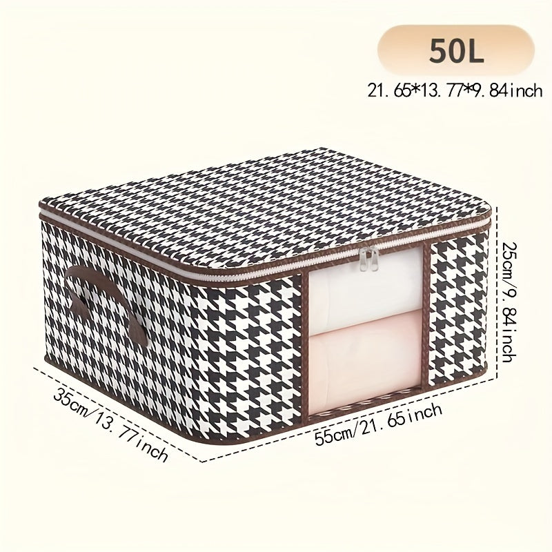 Zarif houndstooth naqshidagi kiyimlar uchun quti, changdan himoyalangan, ko'p maqsadli kiyimlar konteyneri