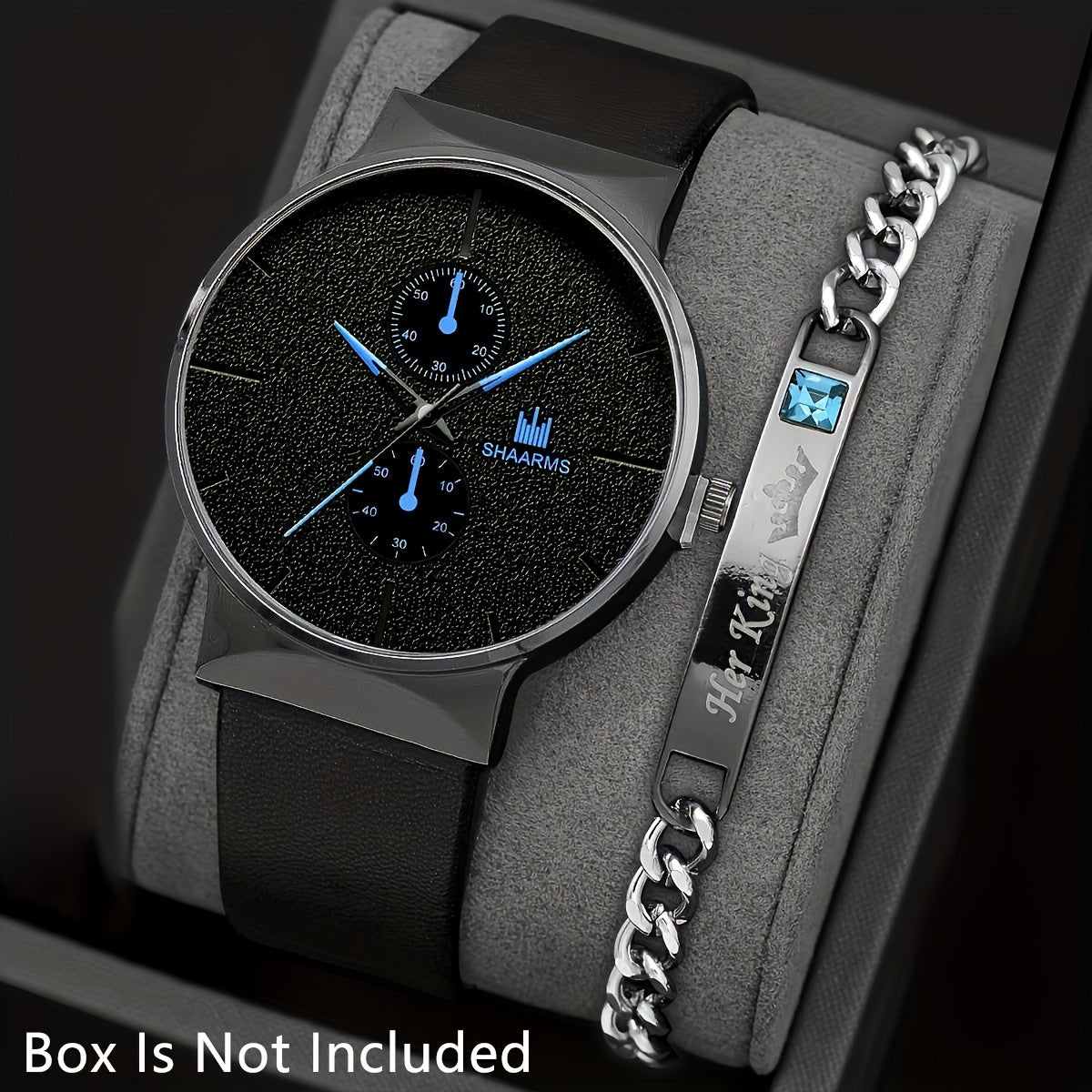 Men's Quartz Watch and Bracelet Set Business Style Non-Waterproof PU Leather Zinc Alloy Round Dial