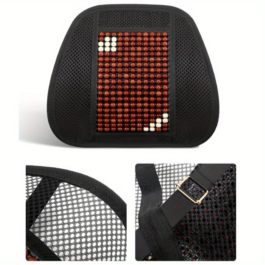 Car Seat Cover Set Breathable Wooden Bead Cushion 9-Piece Compatibility for Sedan