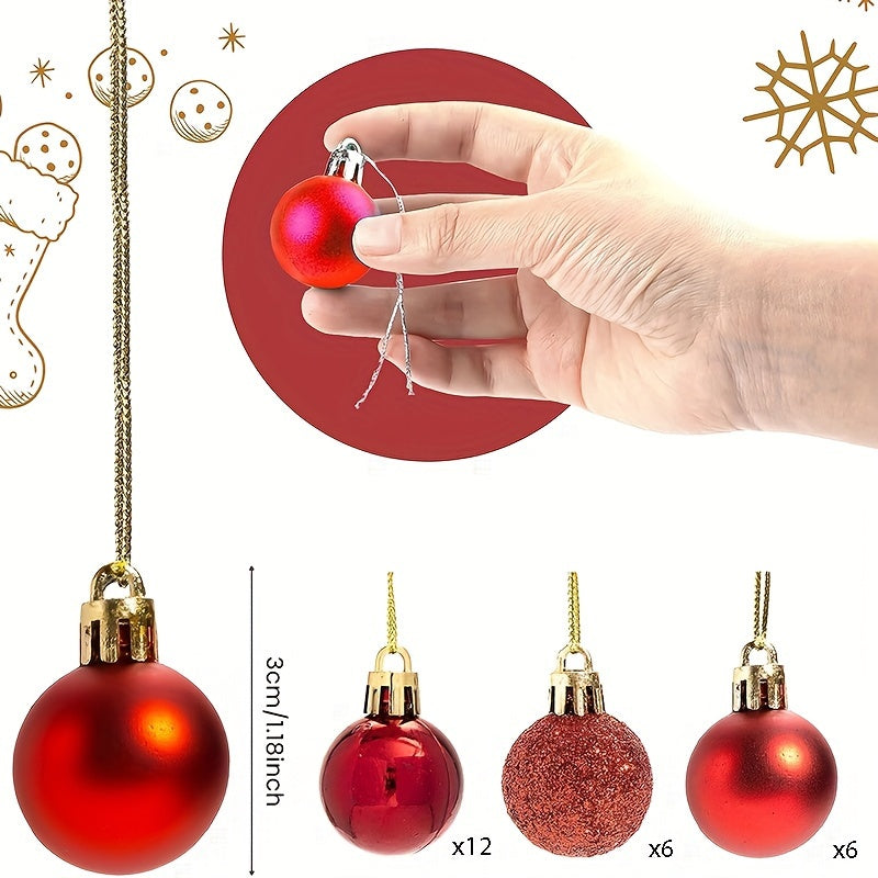 24-Piece Mini Shatterproof Christmas Tree Ornaments for Party Decorations