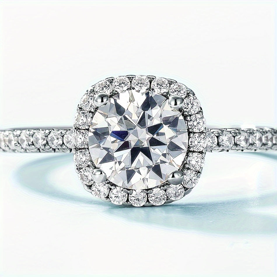 Sterling Silver Ring with Moissanite 6.5mm 0.98CT Elegant Jewelry for Daily Wear