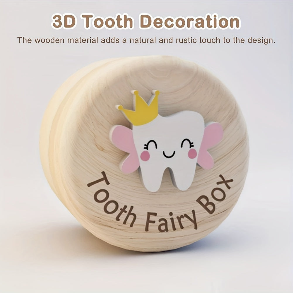 Wooden Tooth Fairy Keepsake Box for Baby Teeth and Hair Gift