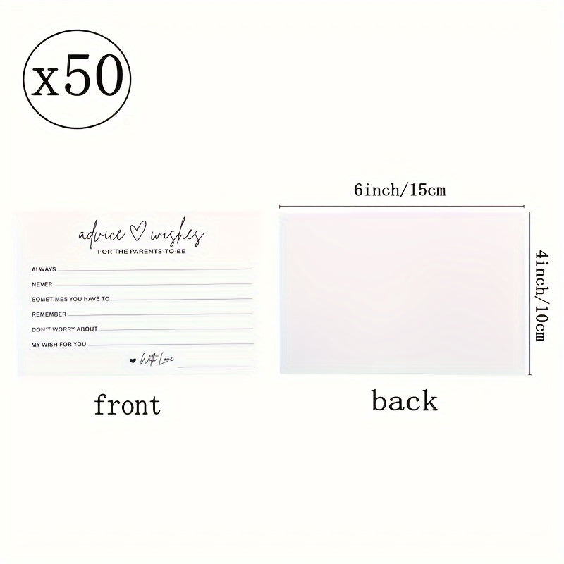 50-Pack Baby Shower Advice and Well Wishes Cards for Expecting Parents 15.24x10.16 cm Durable Cardstock