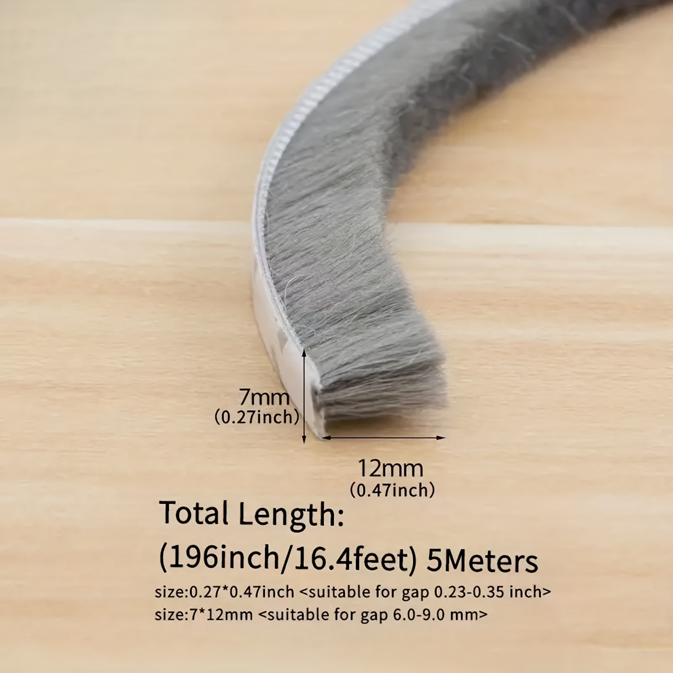 Grey Weather Stripping for Doors and Windows Self-Adhesive Soundproof Windproof Dustproof