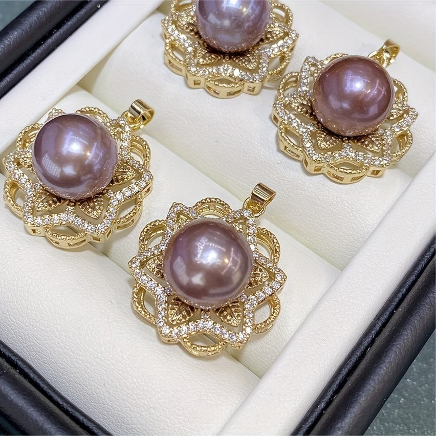 Freshwater Pearl Pendant Necklace 18K Gold Plated Vintage Jewelry for Women