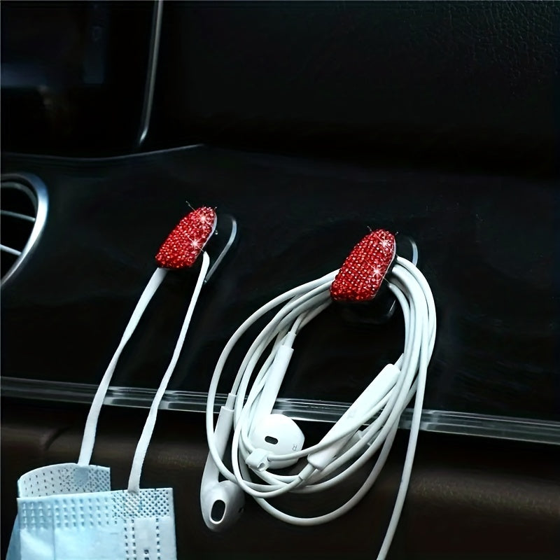 Unisex Rhinestone Car Hooks Decor with Sparkling Jewelry Style