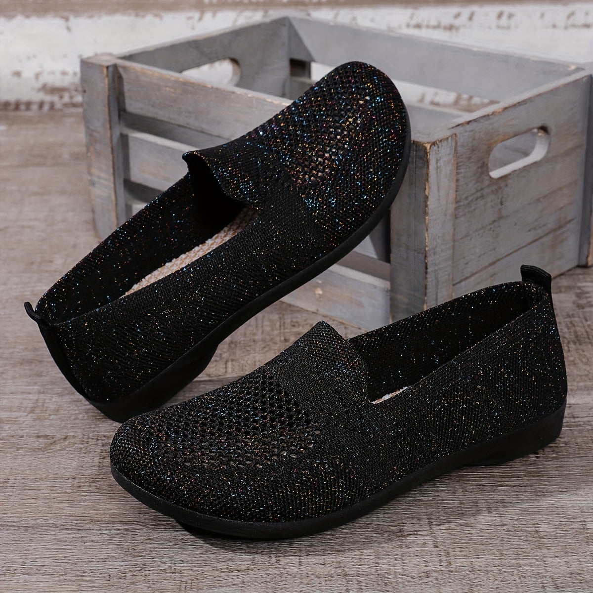 Women's Lightweight Slip-On Flats Breathable Knit Upper Casual Summer Wear