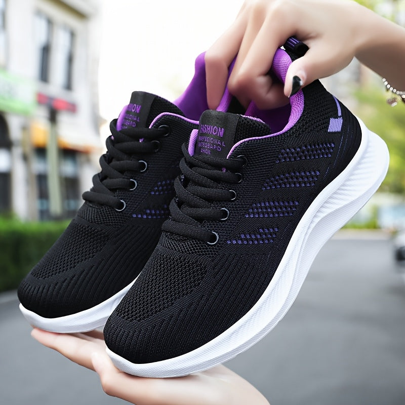 Women's Breathable Knit Sneakers Lightweight Slip-Resistant Casual Shoes