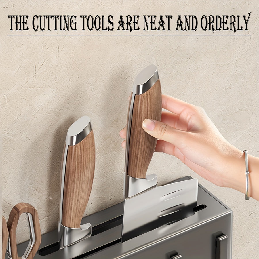 Soporte de cuchillos de cocina resistente para pared de acero al carbono, sostiene 12 utensilios