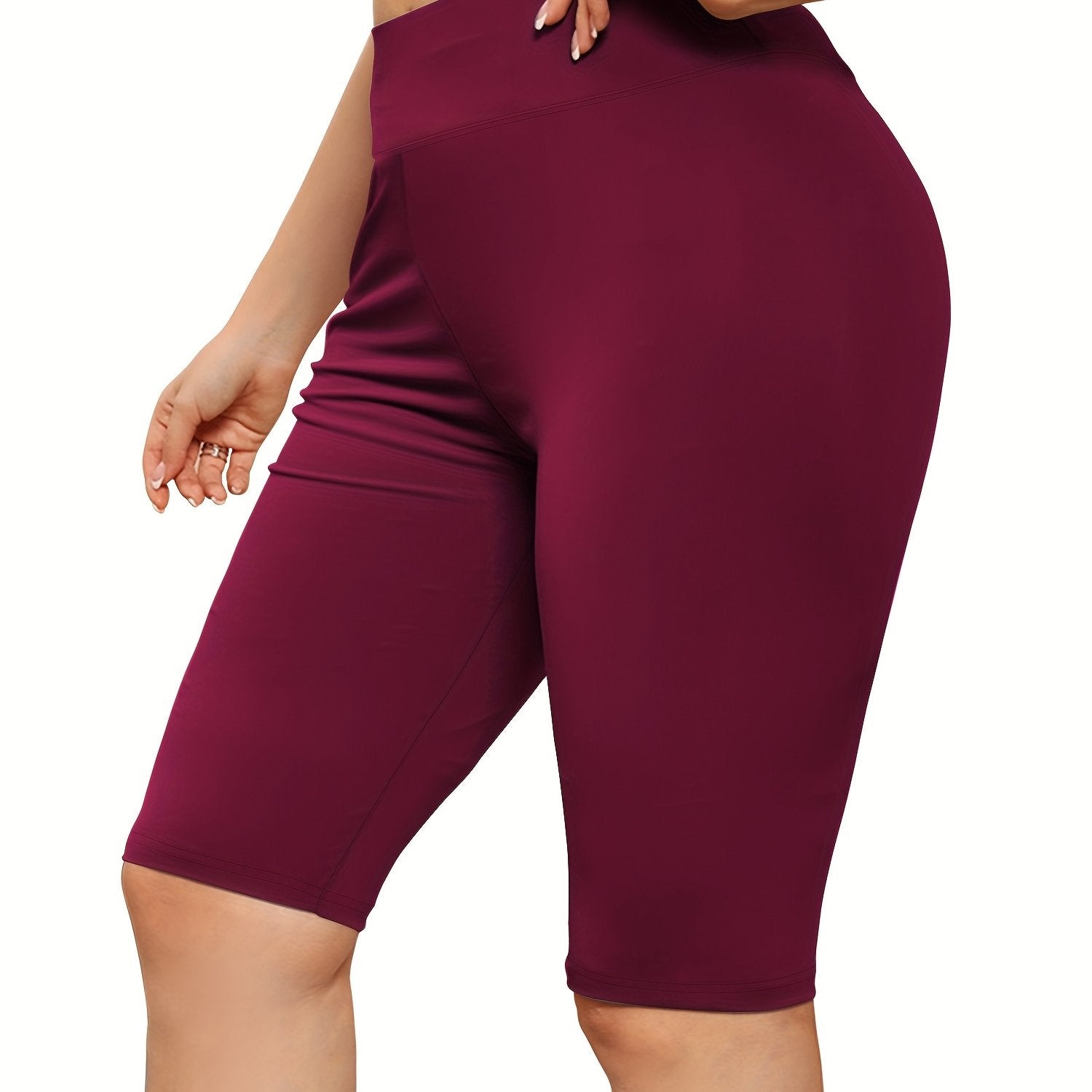 Women's High-Waisted Tummy Control Leggings Summer Yoga Workout Shorts Elastane