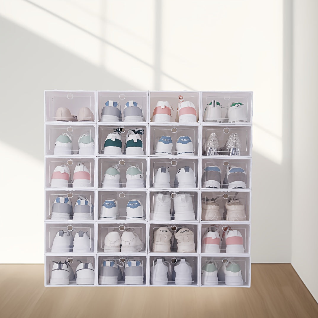 15 Pack Clear Plastic Shoe Storage Boxes with Flip Top for Home Organization