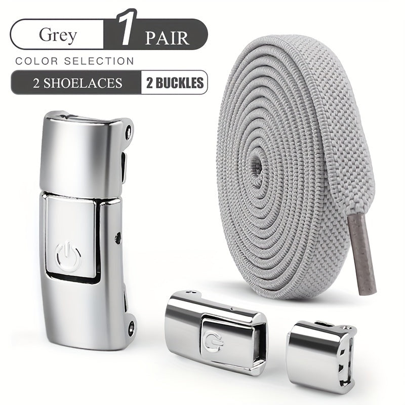 Unisex Stretch Rubber Shoe Laces Tieless Shoelaces With Buckle