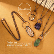 Natural Stone Pendant Necklace for Women Vintage Copper Jewelry Gift