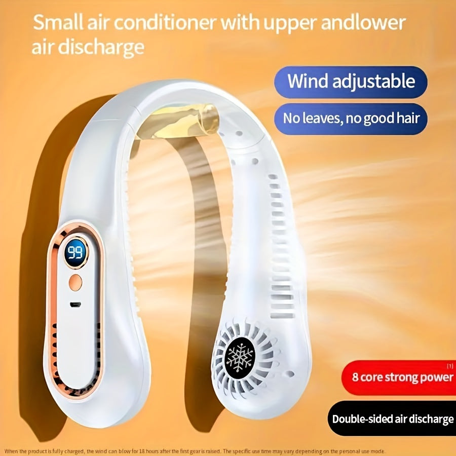 Compact USB fan 5 speeds rechargeable outdoor foldable neck hanging