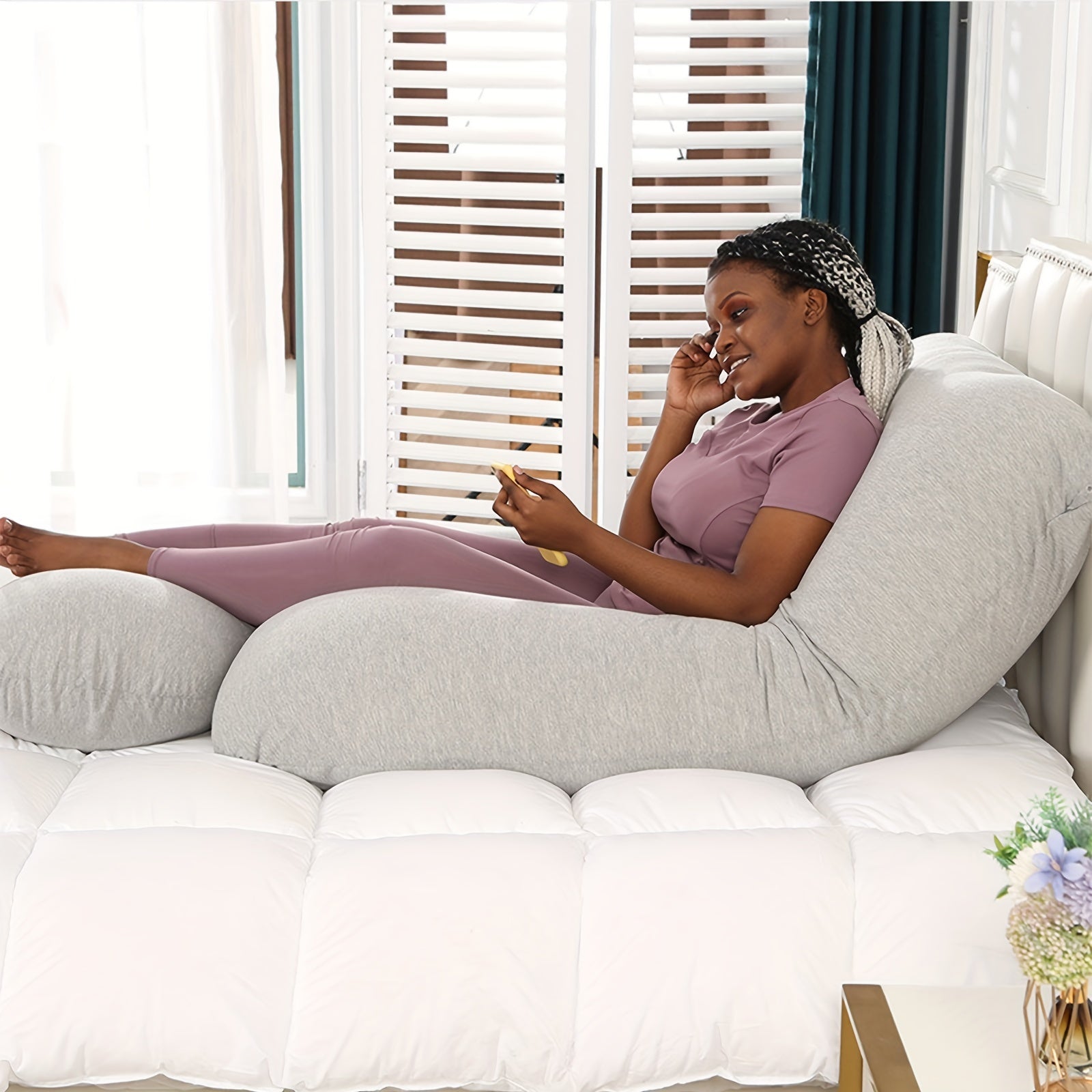 Pregnancy Pillow Full Body Support Cushion with Removable Cover for Side Sleeping