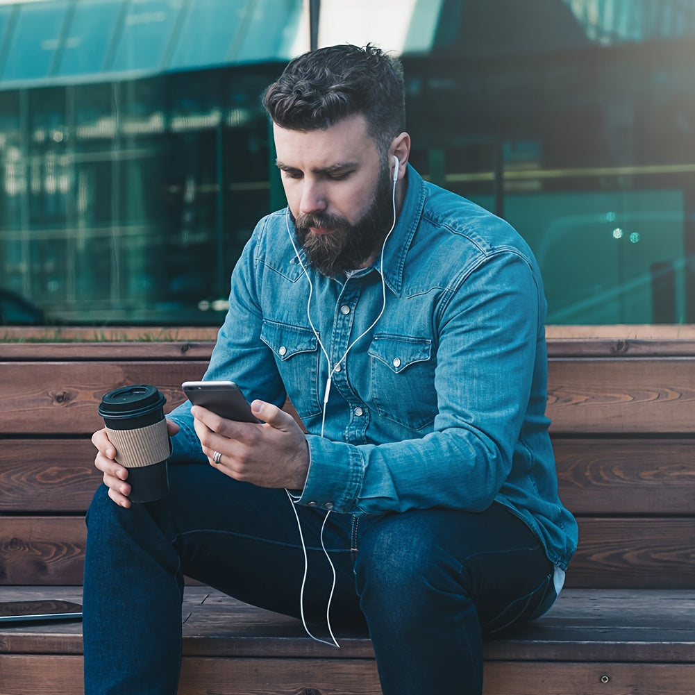 Auriculares deportivos con cable con control de llamadas y micrófono condensador para correr y hacer ejercicio