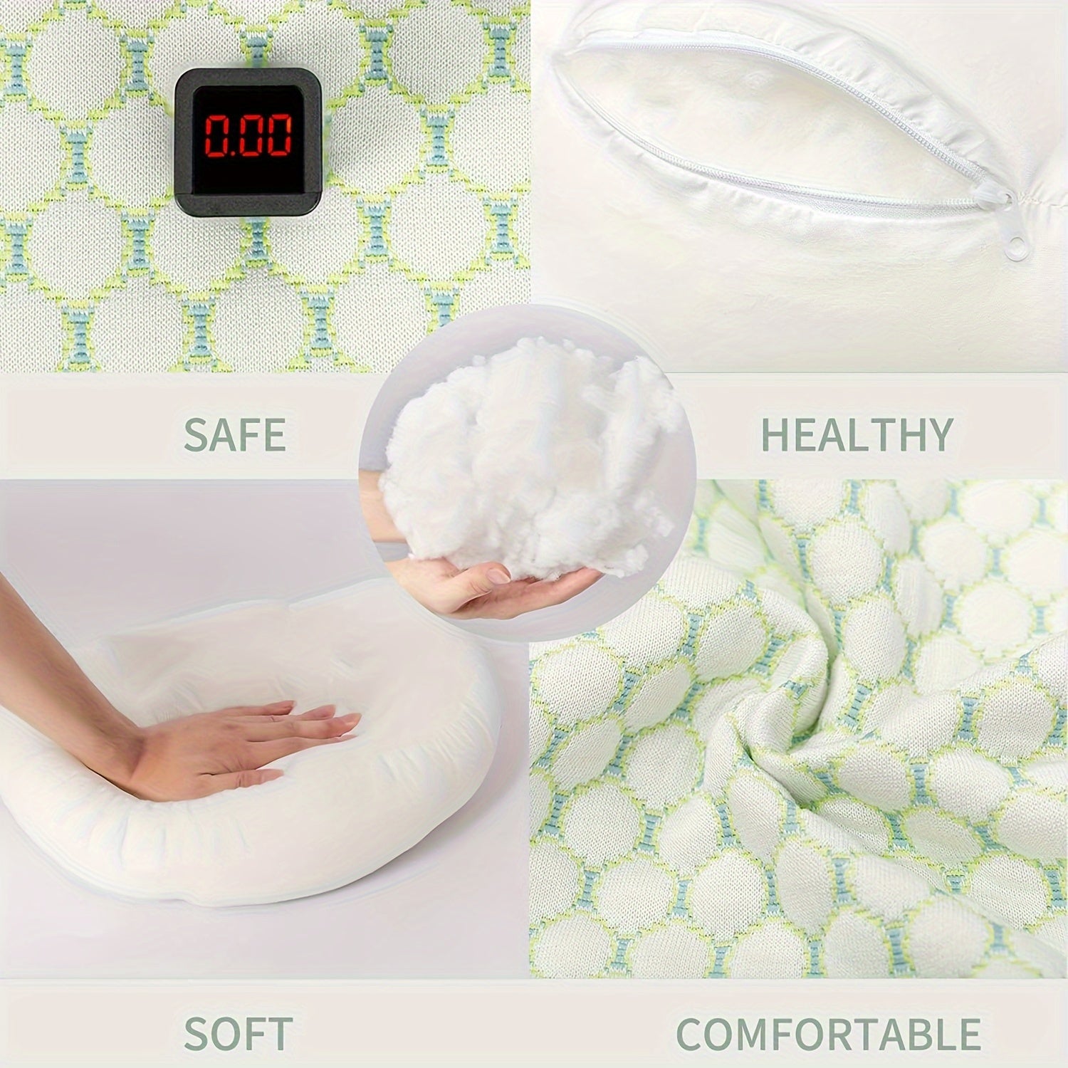 Set of 2 Soft U-Shaped Maternity Pillows with Removable Covers for Belly and Back Support