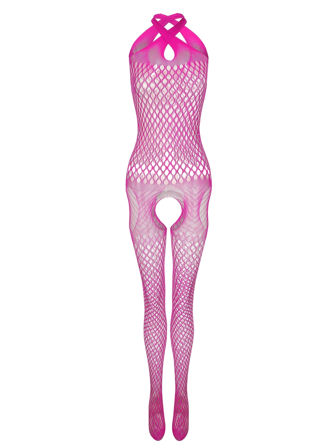 Women's Sheer Lingerie Bodystocking with Open Crotch and See-Through Design for Festivals and Beachwear