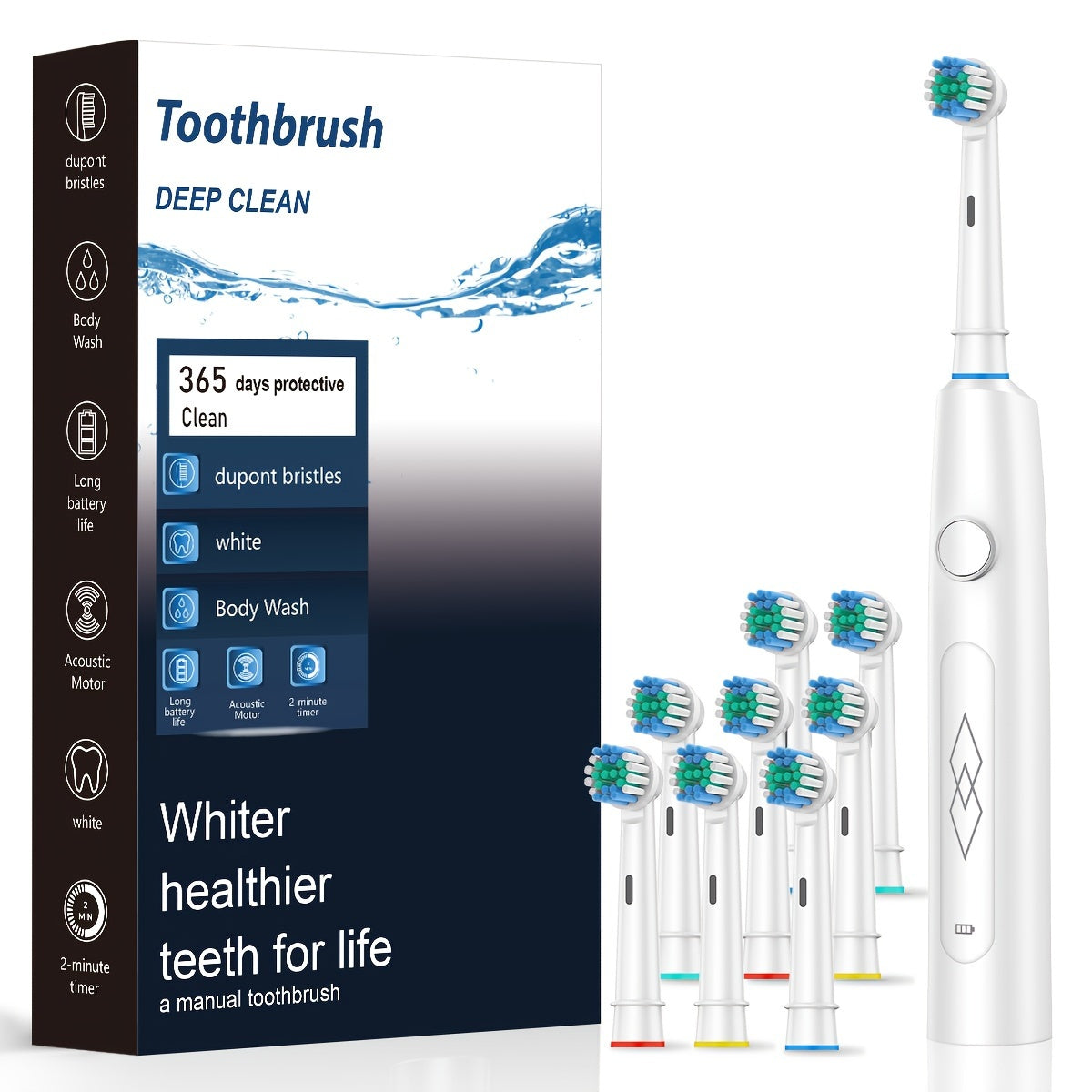 Black Sonic Electric Toothbrush for Adults with USB Rechargeable Battery and 5 Modes