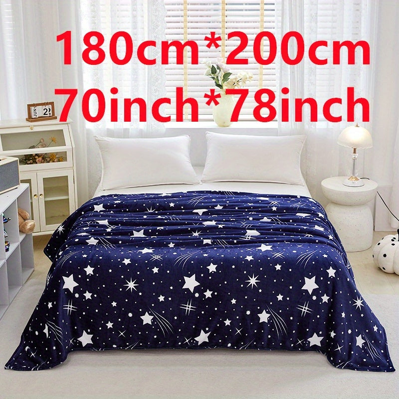 Meteor Shower Pattern Flannel Fleece Blanket for Couch Bed Cozy Lightweight Polyester