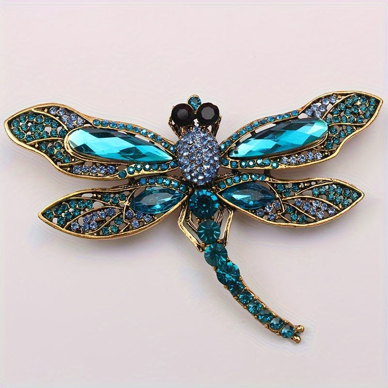 Dragonfly Brooch with Rhinestones Elegant Animal Pin Jewelry Accessory