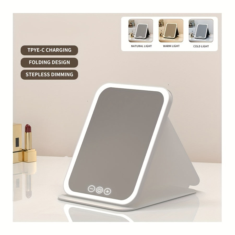 Yorug'likli egiluvchan go'zallik ko'zgusi, 3 ta rang variantlari, dimmable sensorli ekran, zaryadlanadigan LED chiroqlar va stol usti dizayni.