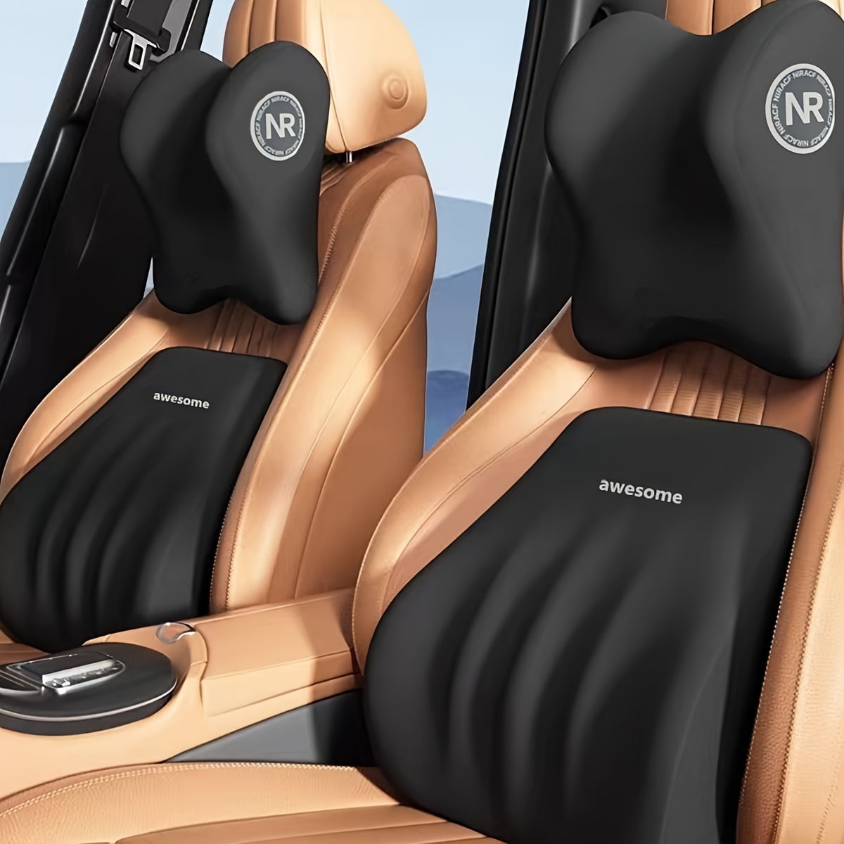 Ergonomic Memory Foam Car Seat Cushion Set with Headrest and Lumbar Support